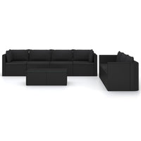 Thumbnail for 8-tlg. Garten-Lounge-Set mit Kissen Poly Rattan Schwarz