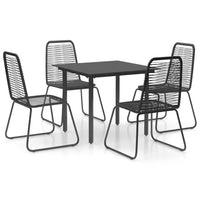 Thumbnail for 5-tlg. Garten-Essgruppe PVC Rattan Schwarz