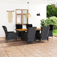 Thumbnail for 7-tlg. Garten-Essgruppe mit Auflagen Poly Rattan Dunkelgrau