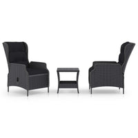 Thumbnail for 3-tlg. Garten-Lounge-Set mit Auflagen Poly Rattan Dunkelgrau