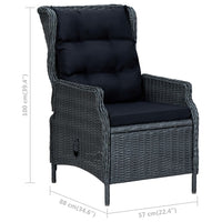 Thumbnail for 3-tlg. Garten-Lounge-Set mit Auflagen Poly Rattan Dunkelgrau