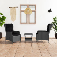 Thumbnail for 3-tlg. Garten-Lounge-Set mit Auflagen Poly Rattan Dunkelgrau