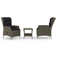 Thumbnail for 3-tlg. Garten-Lounge-Set mit Auflagen Poly Rattan Braun