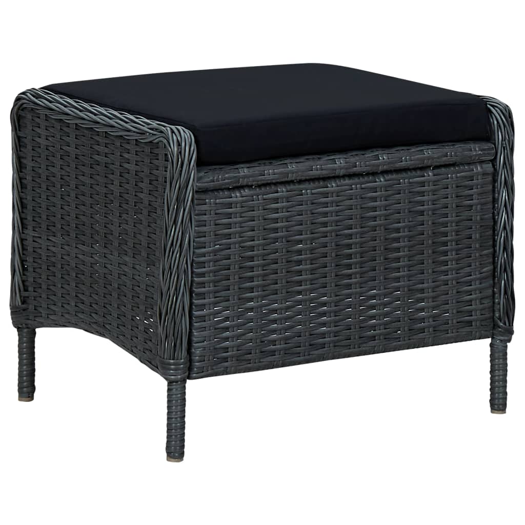 2-tlg. Garten-Lounge-Set mit Auflagen Poly Rattan Dunkelgrau