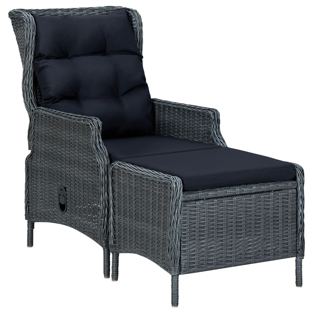 2-tlg. Garten-Lounge-Set mit Auflagen Poly Rattan Dunkelgrau