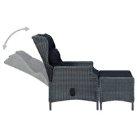 Thumbnail for 2-tlg. Garten-Lounge-Set mit Auflagen Poly Rattan Dunkelgrau