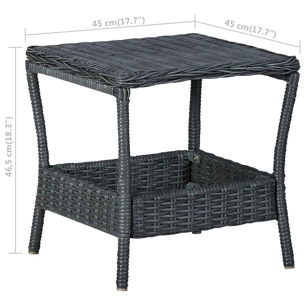 2-tlg. Garten-Lounge-Set mit Auflagen Poly Rattan Dunkelgrau