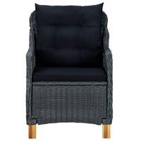 Thumbnail for 3-tlg. Garten-Lounge-Set mit Auflagen Poly Rattan Dunkelgrau