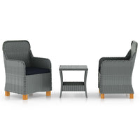 Thumbnail for 3-tlg. Garten-Lounge-Set mit Auflagen Poly Rattan Hellgrau