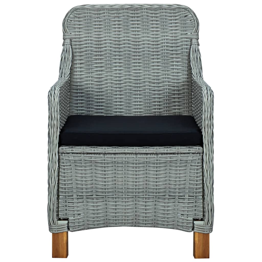 3-tlg. Garten-Lounge-Set mit Auflagen Poly Rattan Hellgrau