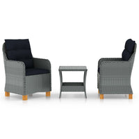 Thumbnail for 3-tlg. Garten-Lounge-Set mit Auflagen Poly Rattan Hellgrau