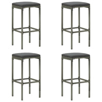Thumbnail for 5-tlg. Gartenbar-Set mit Kissen Poly Rattan Grau