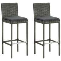 Thumbnail for 3-tlg. Gartenbar-Set mit Kissen Poly Rattan Grau