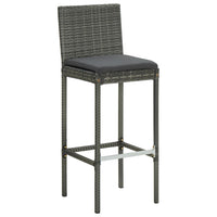 Thumbnail for 3-tlg. Gartenbar-Set mit Kissen Poly Rattan Grau