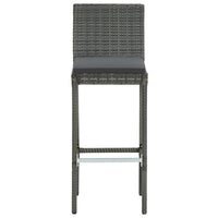 Thumbnail for 3-tlg. Gartenbar-Set mit Kissen Poly Rattan Grau