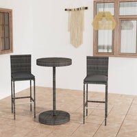 Thumbnail for 3-tlg. Gartenbar-Set mit Kissen Poly Rattan Grau