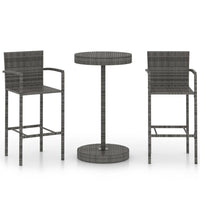 Thumbnail for 3-tlg. Gartenbar-Set Poly Rattan Grau