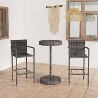 Thumbnail for 3-tlg. Gartenbar-Set Poly Rattan Grau
