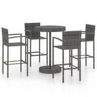 Thumbnail for 5-tlg. Gartenbar-Set Poly Rattan Grau