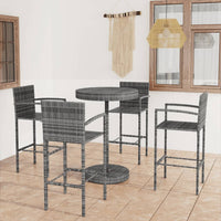 Thumbnail for 5-tlg. Gartenbar-Set Poly Rattan Grau