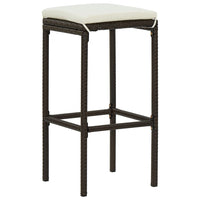 Thumbnail for 3-tlg. Gartenbar-Set mit Kissen Poly Rattan Braun