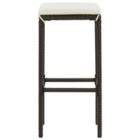 Thumbnail for 3-tlg. Gartenbar-Set mit Kissen Poly Rattan Braun