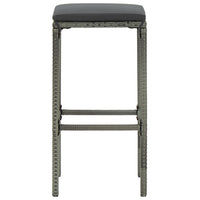 Thumbnail for 3-tlg. Gartenbar-Set mit Kissen Poly Rattan Grau