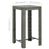 Thumbnail for 3-tlg. Gartenbar-Set mit Kissen Poly Rattan Grau