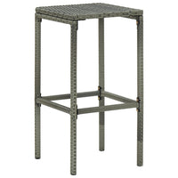 Thumbnail for 5-tlg. Gartenbar-Set mit Kissen Poly Rattan Grau
