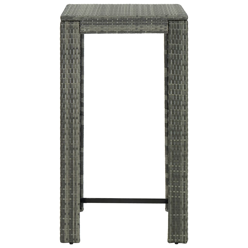 5-tlg. Gartenbar-Set mit Kissen Poly Rattan Grau