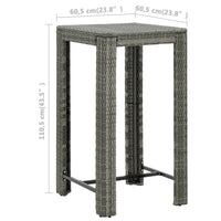 Thumbnail for 5-tlg. Gartenbar-Set mit Kissen Poly Rattan Grau