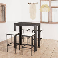 Thumbnail for 5-tlg. Gartenbar-Set mit Kissen Poly Rattan Schwarz