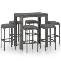 Thumbnail for 7-tlg. Gartenbar-Set mit Kissen Poly Rattan Grau