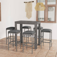 Thumbnail for 7-tlg. Gartenbar-Set mit Kissen Poly Rattan Grau