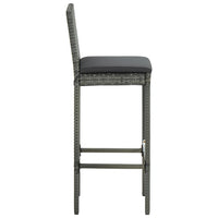 Thumbnail for 3-tlg. Gartenbar-Set mit Kissen Poly Rattan Grau