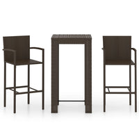 Thumbnail for 3-tlg. Garten-Bar-Set mit Armlehnen Poly Rattan Braun