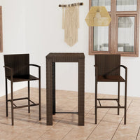 Thumbnail for 3-tlg. Garten-Bar-Set mit Armlehnen Poly Rattan Braun