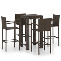 Thumbnail for 5-tlg. Garten-Bar-Set mit Armlehnen Poly Rattan Braun