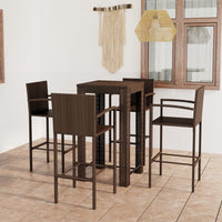 Thumbnail for 5-tlg. Garten-Bar-Set mit Armlehnen Poly Rattan Braun