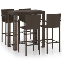 Thumbnail for 5-tlg. Garten-Bar-Set mit Armlehnen Poly Rattan Braun