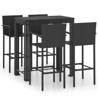 Thumbnail for 5-tlg. Garten-Bar-Set mit Armlehnen Poly Rattan Schwarz
