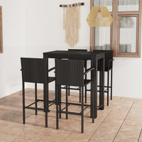 Thumbnail for 5-tlg. Garten-Bar-Set mit Armlehnen Poly Rattan Schwarz