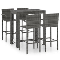 Thumbnail for 5-tlg. Garten-Bar-Set mit Armlehnen Poly Rattan Grau