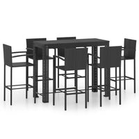 Thumbnail for 7-tlg. Garten-Bar-Set mit Armlehnen Poly Rattan Schwarz