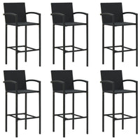 Thumbnail for 7-tlg. Garten-Bar-Set mit Armlehnen Poly Rattan Schwarz