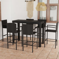 Thumbnail for 7-tlg. Garten-Bar-Set mit Armlehnen Poly Rattan Schwarz