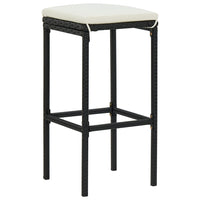Thumbnail for 5-tlg. Gartenbar-Set mit Kissen Poly Rattan Schwarz