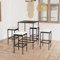 Thumbnail for 5-tlg. Gartenbar-Set mit Kissen Poly Rattan Schwarz