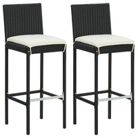 Thumbnail for 3-tlg. Gartenbar-Set mit Kissen Poly Rattan Schwarz