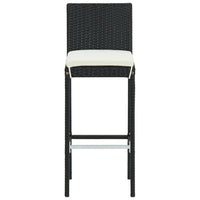 Thumbnail for 3-tlg. Gartenbar-Set mit Kissen Poly Rattan Schwarz